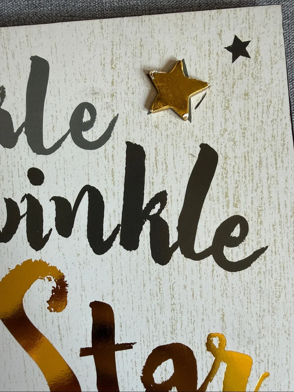 Twinkle Little Star Gold & Gray Wall Sign Art   - Nursery Wall Decor